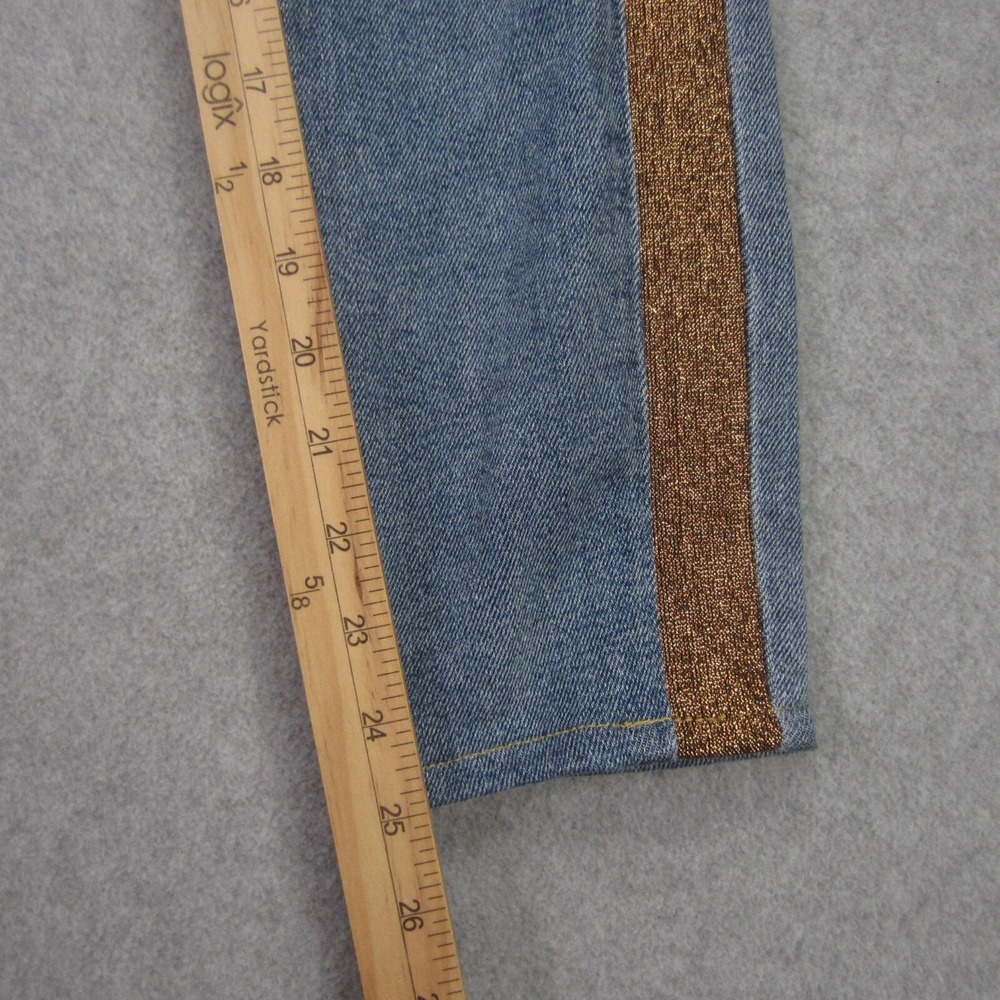 7 For All Mankind Luxe Vintage Jeans Womens 27 High Waist Lurex Stripe Ankle - Picture 12 of 16
